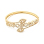 Clear Cubic Zirconia Teardrop Hinged Bangle, Brass Jewelry for Women