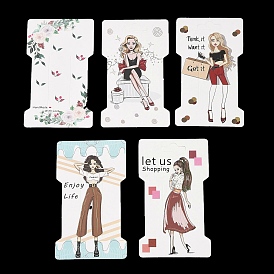 Rectangle Girl Print Paper Hair Clip Display Cards, Jewelry Display Cards for Hair Clip Storage