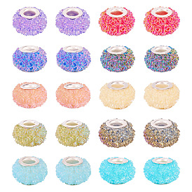 20шт. европейские бусины в форме цветка розы из смолы цвета AB, RONDELLE большие шарики отверстия, с двойными сердечниками из сплава платинового тона