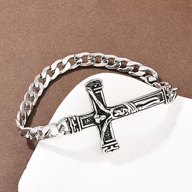 304 из нержавеющей стали цепью кубинский ссылка браслеты, браслеты с распятием Иисуса