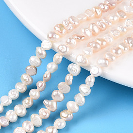 Natural Cultured Freshwater Pearl Beads Strands, Baroque Keshi Pearl Beads, Two Sides Polished