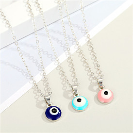 Bohemian Resin Round Eye Necklace Colorful Candy Demon Eye Pendant Collarbone Chain