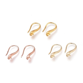 Brass Earring Hooks, Long-Lasting Plated, Ear Wire, for Half Drilled Beads