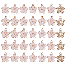 100 подвески из эмали из цинкового сплава, цветок, золотые