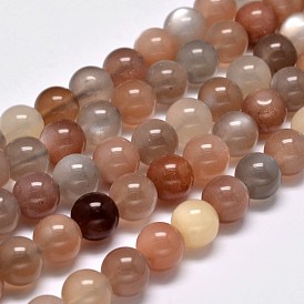 Grade AA Natural Multi-Moonstone Bead Strands, Round