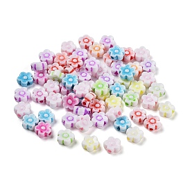 Perles acryliques opaques de style artisanal, fleur
