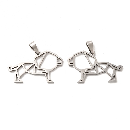 201 pendentifs origami en acier inoxydable, charmes de contour de lion
