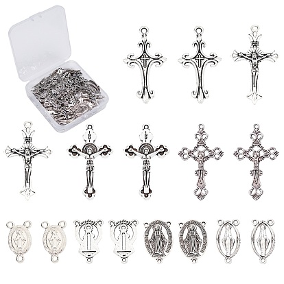 Tibetan Style Alloy Cross Pendants, with Chandelier Component Links, for Religion