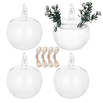 Стеклянные подвесные гидропонные вазы, с джутовой веревкой