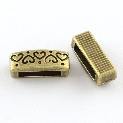 Tibetan Style Cuboid Alloy Slide Charms, Cadmium Free & Lead Free, 6x15.5x6mm, Hole: 11x3mm, about 571pcs/1000g