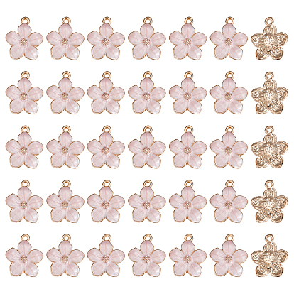 100 подвески из эмали из цинкового сплава, цветок, золотые