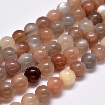 Grade AA Natural Multi-Moonstone Bead Strands, Round