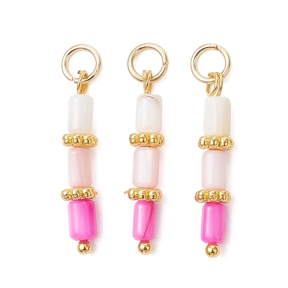 Подвески из окрашенных натуральных пресноводных ракушек, Подвески-колонны с градиентным цветом и фурнитурой из нержавеющей стали., реальный 304 k позолоченный