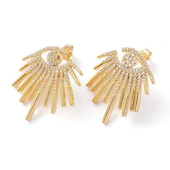 Латунные микро проложить серьги стержня кубического циркония, с уха орехов, глаз, реальный 18 k позолоченный