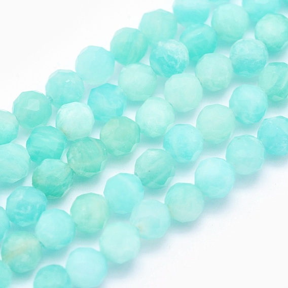 Natural Amazonite Beads Strands, Round, Faceted