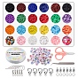 DIY Letter and Heishi Beaded Earring Bracelet Making Kit, Including Polymer Clay Disc & Glass Seed & Initial Acrylic Beads, Iron Earring Hooks, Scissors, Tweezers