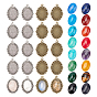 DIY Stone Oval Pendants Making Kit, Including Alloy Pendant Cabochons Settings, Natural & Synthetic Mixed Stone