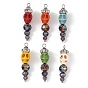 Dyed Synthetic Turquoise and Glass Beaded Pendants, Halloween Skull Charms, Stainless Steel Color