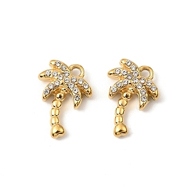 304 нержавеющая сталь с подвесками из хрустальных страз, кокосовая пальма, ионное покрытие (ip)