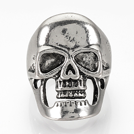 Alloy Finger Rings, Wide Band Rings, Skull