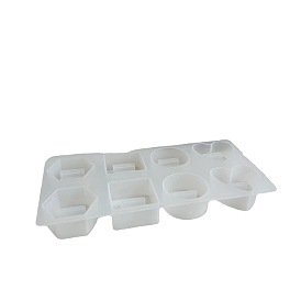 DIY Food-Grade Silicone Ring Display Mold, Resin Casting Molds, for UV Resin, Epoxy Resin Craft Making, Heart & Round & Square & Hexagon