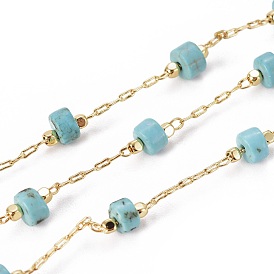 Faits à la main des chaînes de pierres précieuses perles, avec des chaînes en laiton, avec bobine, plaqué longue durée, soudé, or