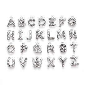 304 подвески из нержавеющей стали и страз, буква az чары, вакуумное покрытие pvd, настоящее 18k позолоченное/цвет нержавеющей стали