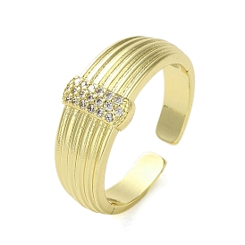 Open Brass with Cubic Zirconia Rings, Real 18K Gold Plated, Rings
