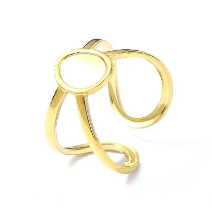 Ion Plating(IP) 304 Stainless Steel Open Cuff Ring, Oval