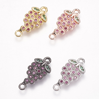 Brass Micro Pave Cubic Zirconia Links, Grape, Colorful