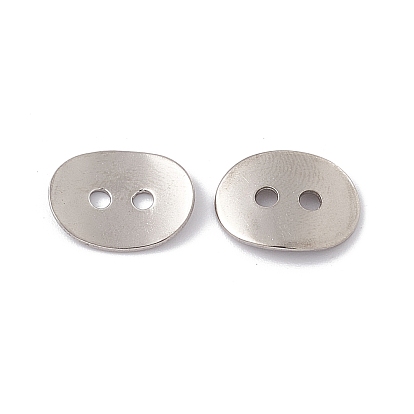 304 Stainless Steel Buttons, 2-Hole, Oval