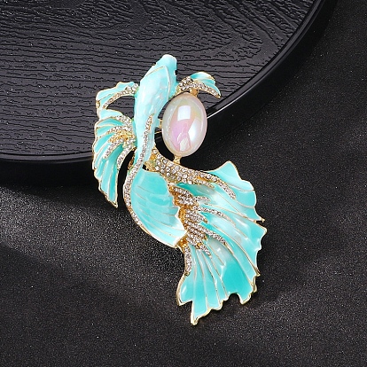 Булавка с эмалью в виде рыбы, Брошь из сплава со стразами для рюкзака