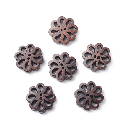 Carved Buttons in Flower Shape, Wooden Buttons