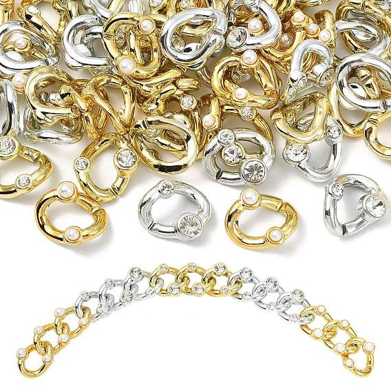 90 шт. 3 стили быстроразъемные соединения из АБС-пластика, хрустальных стразов и искусственного жемчуга, витых овальных