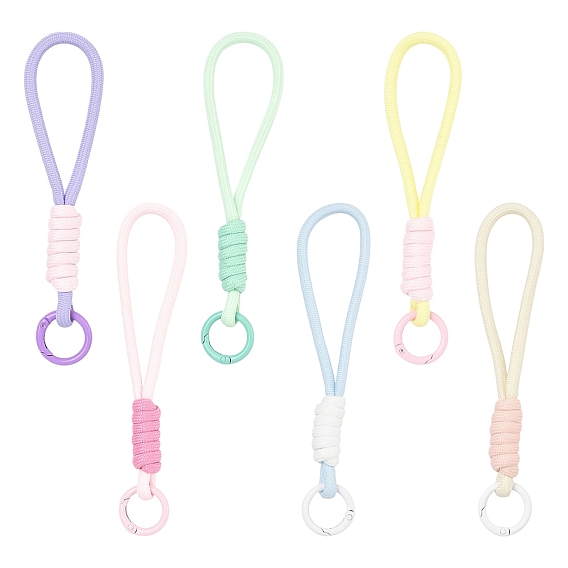 6Pcs 6 Colors Polyester Mobile Straps, with Alloy Clasps