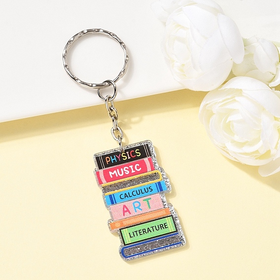 Акриловые брелки, с железной фурнитурой, платина