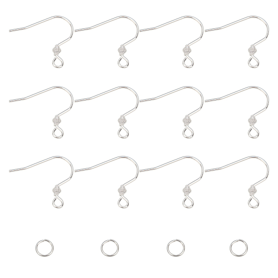 304 Stainless Steel Earring Hooks, with Horizontal Loop, with 304 Stainless Steel Open Jump Rings