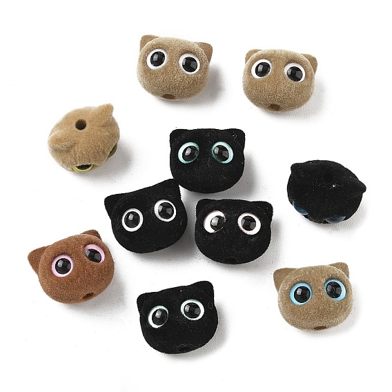 Flocking Opaque Acrylic Beads, Cat Shape