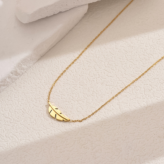 Женские ожерелья с подвесками из перьев из нержавеющей стали