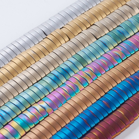 PVD Vacuum Plating Electroplate Non-magnetic Synthetic Hematite Beads Strands, Frosted, Grade A, Oval