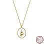 925 Sterling Silver Enamel Pendants, Whtie Oval with Conch Charms, without Necklace