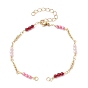 Brass & Round ABS Imitation Pearl Beaded Chain Bracelet Making, with Lobster Claw Clasp, Fit for Connector Charms