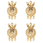 Brass Box Clasps, Multi-Strand Clasps, Flat Round, 3-Strands, 6-Holes