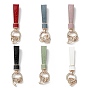 Microfiber & Zinc Alloy & Crystal Rhinestone Keychain, Light Gold