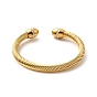 304 Stainless Steel Twist Rope Open Cuff Bangle, Rhinestone Torque Bangle for Women