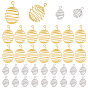 50Pcs 2 Colors Iron Wire Spiral Bead Cage Pendants, Square Charms