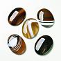Natural Striped Agate/Banded Agate Cabochons, Flat Back, Oval, Dyed, 40x30x7mm