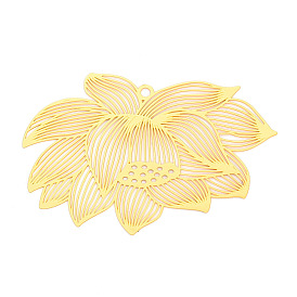 Латунные филигранные большие подвески, цветок, гравированные металлические украшения