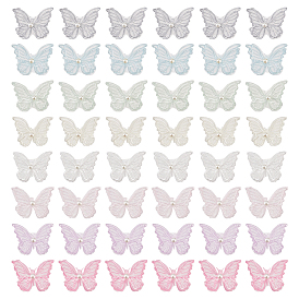 48шт 8 цвета двухслойные 3d бабочка полиэстер вышивка орнамент аксессуары, с пластиковой имитационной жемчужиной, аппликация из органзы, швейные украшения