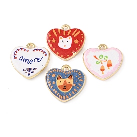 Двусторонние печатные подвески из сплава, сердце прелести, стойки покрытие, золотые